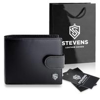 Vyriška odinė piniginė Stevens su RFID apsauga, juoda PREMIUM 03-325A