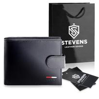 Vyriška odinė piniginė Stevens su RFID apsauga, juoda PREMIUM 07-325A