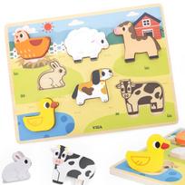 Viga medinė Montessori dėlionė 2in1 Ferma