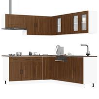 vidaXL Virtuvinių spintelių komplektas, 11 dalių, Kalmar, ruda