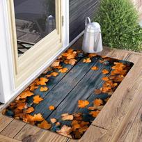 3D Samanų Akmens Plytų Įėjimo Durų Kilimėlis Retro Medinė Lenta Klevo Lapas Neslystantis Lauko Kilimėlis Svetainės Įėjimo Kilimas 40x60cm