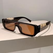 Punk Luxury Brand Designer Rectangle One Piece Sunglasses Women For Men Fashion Vintage Sun Glasses Hip Hop Gold Leopard Shades