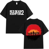 Retro Red Dead Redemption 2 Grafinis Vyriškų ir Moteriškų Mados Tendencija 2025 Vasara Spausdintas 100% Grynos Medvilnės Laisvas Kasdienis Marškinėlis L