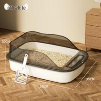 Extra Large Anti-Splash Cat Litter Box with High Sides 50CM smėlis