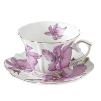 ins high-value lily coffee cup saucer Nordic cross-border gold-painted ceramic cup household simple Phnom Penh flower tea cup 180ml-200ml