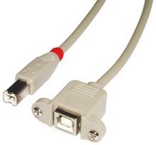 Lindy - USB-Verlängerungskabel - USB Typ B, 4-polig (M) - USB Typ B, 4-polig (W) - 1,0m (USB / USB2.0) - Hellgrau (31801)