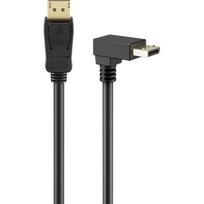 Kabel DisplayPort Stecker 90° > DisplayPort Stecker, 8K / 144Hz (schwarz, 2 Meter, 1 Stecker 90° abgewinkelt, 54Gbit/s, DisplayPort 2.0 / 2.1)