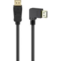 Kabel DisplayPort Stecker 90° > DisplayPort Stecker, 8K / 144Hz (schwarz, 2 Meter, 1 Stecker 90° seitlich abgewinkelt, 54Gbit/s, DisplayPort 2.0 / 2.1)