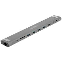 USB Type-C Slim Dockingstation 4K (grau, HDMI / USB 3.2 Gen 1 / LAN / SD / PD 3.0)