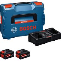 EXPERT Starter-Set 18V, 2x EXBA 18V-80 + Ladegerät EXAL18V2-320 (schwarz, 2x Li-Ionen Akku 8Ah, L-BOXX, AMPShare Alliance)