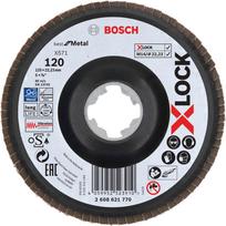 Bosch Accessories 2608621770 X-LOCK Fächerschleifscheibe, Metall, gewinkelte Ausf., G 120, X571, 125mm, K120 Durchmesser 125 mm 1 St.