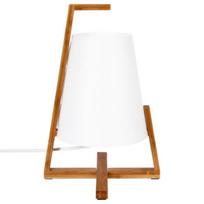 Stalo lempa su bambuko stovu, Bambukinė naktinė lempa "Gongas" 32 cm Pagrindas pagamintas iš natūralios spalvos bambuko medienos, baltas gaubtas, idealiai tinka svetainei arba miegamajam