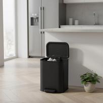 Šiukšliadėžė su vidiniu kibiru 20L, juoda, plieninė