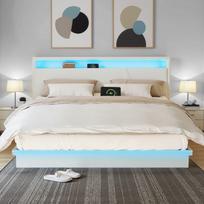 Lova su LED apšvietimu ir įkrovimo stotele 160 x 200 cm
