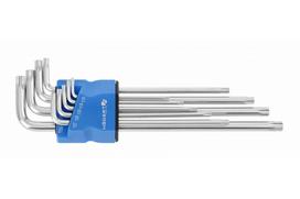 L-formos TORX komplektas su skyle, ilgi, T10-T50