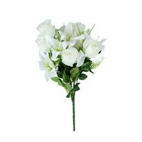 Dirbtinių gėlių puokštė ELEMENTS SENSE LILLY ROSE, baltos sp., 13 žiedų, 45 cm