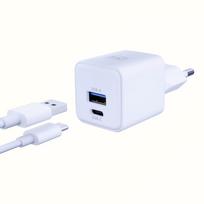 Priedai -3mk Hyper GaN Įkroviklis 20W QC4+ PD PPS USB 1A1C Baltas EU