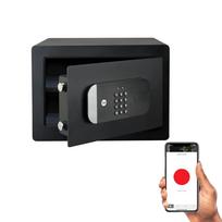 Baldinis seifas YALE  (aukštis 25cm,plotis 35cm) su elektrine spyna. Yra galimybė atrakinti telefonu ir gauti pranešimus apie atidarymą