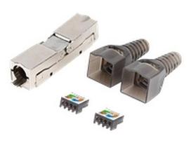 Lanberg | 2X RJ45 CAT6A FTP Plug 8P8C Tool-less Adapter | PL2SA-6000TL | Silver/Transparent