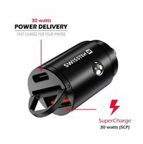 Swissten 30W Nano Metal Car Charger Adapter with 30W PD / SCP