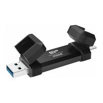 Silicon Power Portable External SSD | DS72 | 250GB | USB Type-A and USB Type-C 3.2 Gen 2 | Black | SP250GBUC3S72VPK | 4713436157434