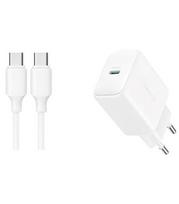 Baltas 20W 1xUSB-C pakrovėjas + USB-C - USB-C 100cm laidas "Joyroom JR-TCF20"