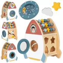 TOOKY TOY kosminės raketos veiklos rūšiuoklis medinis labirintas