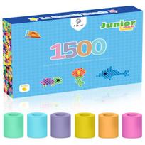 Dideli lyginami karoliukai vaikams La Manuli Maxi Junior 1500 vnt. 6 pastelinių spalvų