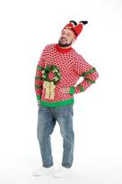 Linksmas kalėdinis megztinis ir kepuraitė Barsima, raudonas, XXXL