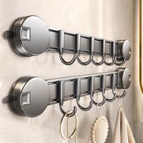 Tvirtas siurbtukas kabliukas: Sieninis, be gręžimo lipdukas voniai ir durims, drabužių kabinimo sprendimas Gun Gray Suction Cup 4 Hooks - Removable