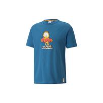 Puma X Garfield SS22 Cartoon Logo Print Crew Neck T-Shirt Men Tops Blue 534433-48 XS