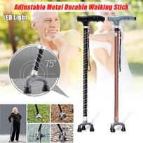 2 vnt. sulankstomas reguliuojamas saugus vaikščiojimo lazdelė su LED šviesos dirželiu rankena metalinė 3 pasukami patikimi pagrindai seneliui žygiams ABS ir aliuminio smooth handle