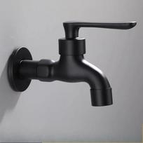 Black Single Cold  Wall Mounted Washing Machine Single  Bibcock Faucet Garden  Mop Pool
