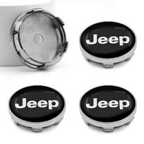 4 vnt. 60 mm automobilio ratlankio centrinis dangtelis Automobilio priedai Jeep JK Gladiator Compass Renegade Grand Cherokee Wrangler juoda