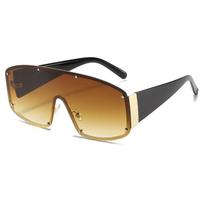 Fashion Oversized Rimless One-Piece Sunglasses Women  Square Brand Designer Rivet Goggle Men Sun Glasses Vintage Shades Uv400 as picture