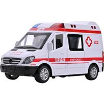 LYZRC Naujas 1:32 modeliavimo greitosios medicinos pagalbos modelio lydinio traukimo atgal garsas ir lengvas liejamasis automobilio žaislas, specialios transporto priemonės vaikiškas žaislas, dovana balta