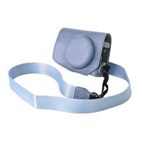 Litchi Print Retro PU Leather Camera Bag Case For Canon Powershot G7XII G7XIII G7X2 G7X3 G7X Mark II III With Strap mėlyna