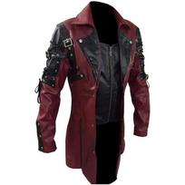 Steampunk vyriškas gotikinis tranšėjos paltas odinė striukė pankų stiliaus baikerių striukė rudens žiemos motociklininko striukė S