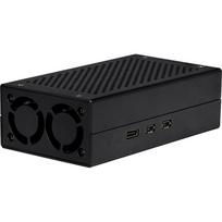 Aluminiumgehäuse für Raspberry Pi 5 M2-HAT (schwarz, inkl. aktiven Kühler)