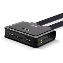 Lindy 2 Port Cable KVM Switch, HDMI 4K60, USB 2.0 & Audio, KVM Switch (black) 42345