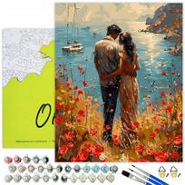 Tapyba pagal skaičius Oh Art, Jūra ir aguonos, Žmonės 40x50 cm, 40x50 cm
