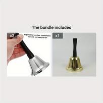 Kalėdinis metalinis rankinis varpelis, sidabrinis*2 3,11€/vnt + Auksinis 2,62€/vnt