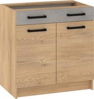 Virtuvinė spintelė Meblocross Korfu KOR-08-S80-1SZ, ąžuolo spalvos/pilka