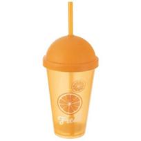 Plastikinis puodelis su dangteliu ir šiaudeliu Orion 450 ml