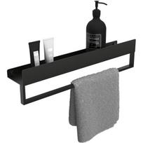 Vonios kambario lentynėlė su rankšluosčių kabykla Rea SF01, 60 cm, Black matt
