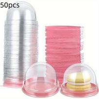 50vnt Plastikinės Keksiukų Formos su Skaidriu Dangteliu , Rožinė