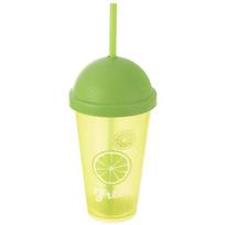 Plastikinis puodelis su dangteliu ir šiaudeliu Orion 450 ml
