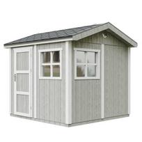 Aukščiausios kokybės sodo namelis 5,9 m² - A252x250x294 cm - su grindimis ir bitumine danga - TIMBELA M913-TUNDRA GREY