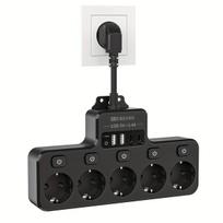 9-in-1 kištukinis lizdas su USB, Juoda