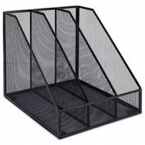 Dokumentų stovas DELI Nr.78985 3dalių perforuoto metalo, juodas, vertikalus